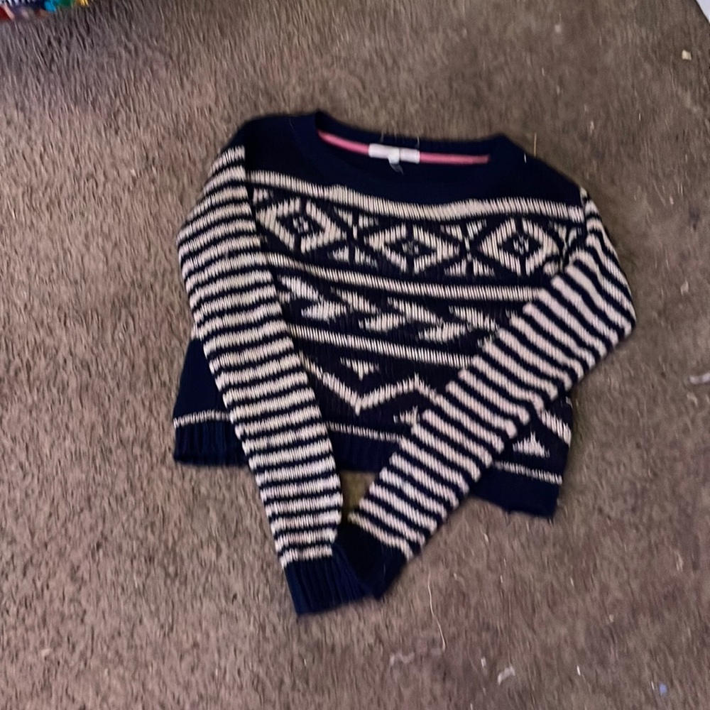 Blue and white sweater
